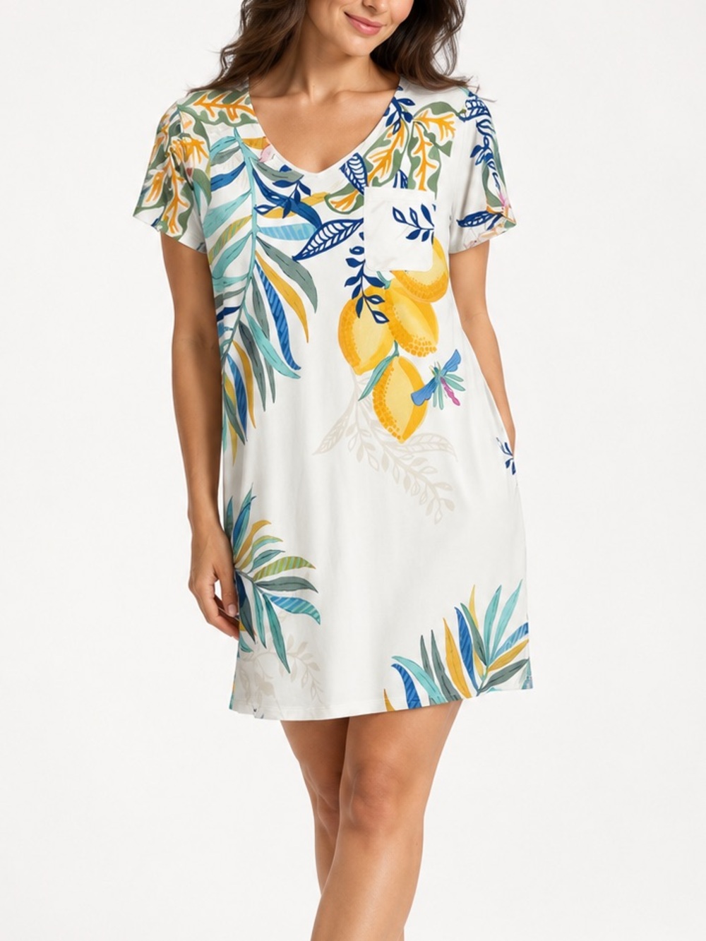 SOMA Cool Nights Lemon Squeeze Short Sleeve Sleepshirt Size Medium NWT